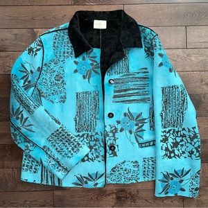 Robert Kitchen Faux Suede & Shearling🇨🇦Cdn-made soft floral jacket XL